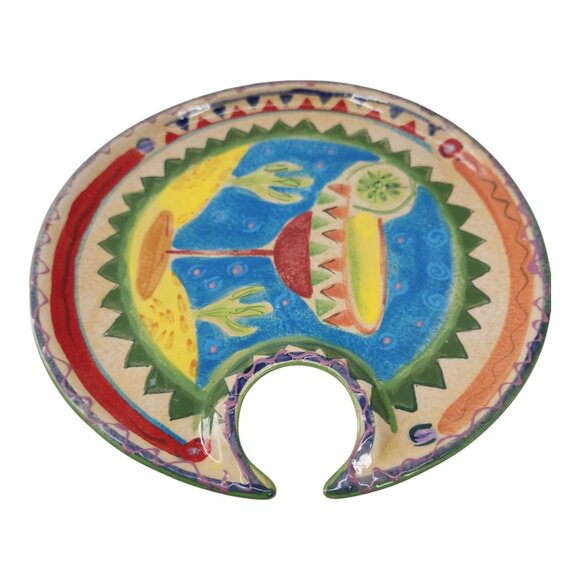 FIESTA Farida Zaman Ambiance Collection Ceramic 8" Handpainted Snack Plate - Picture 3 of 4